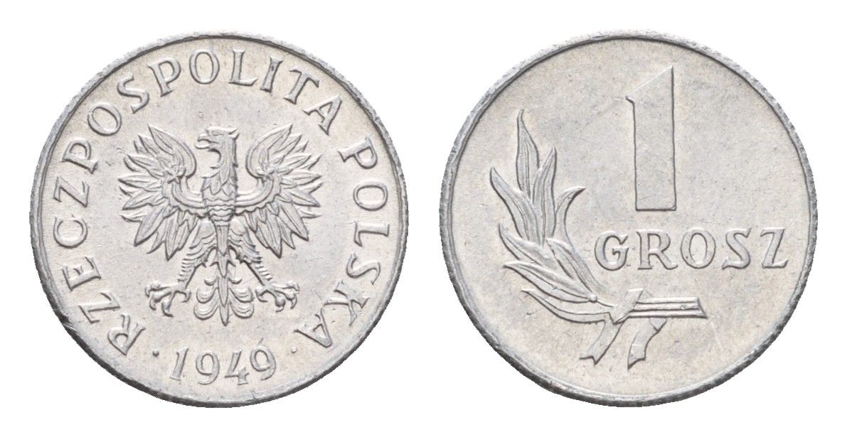 Польша 1 грош 1949 Y 39 алюминий UNC 4674-928
