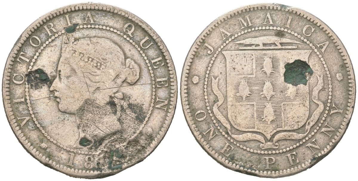 Ямайка 1 пенни ND (1869-1900) Виктория (1837-1901) KM 17 медно-никель 110-435