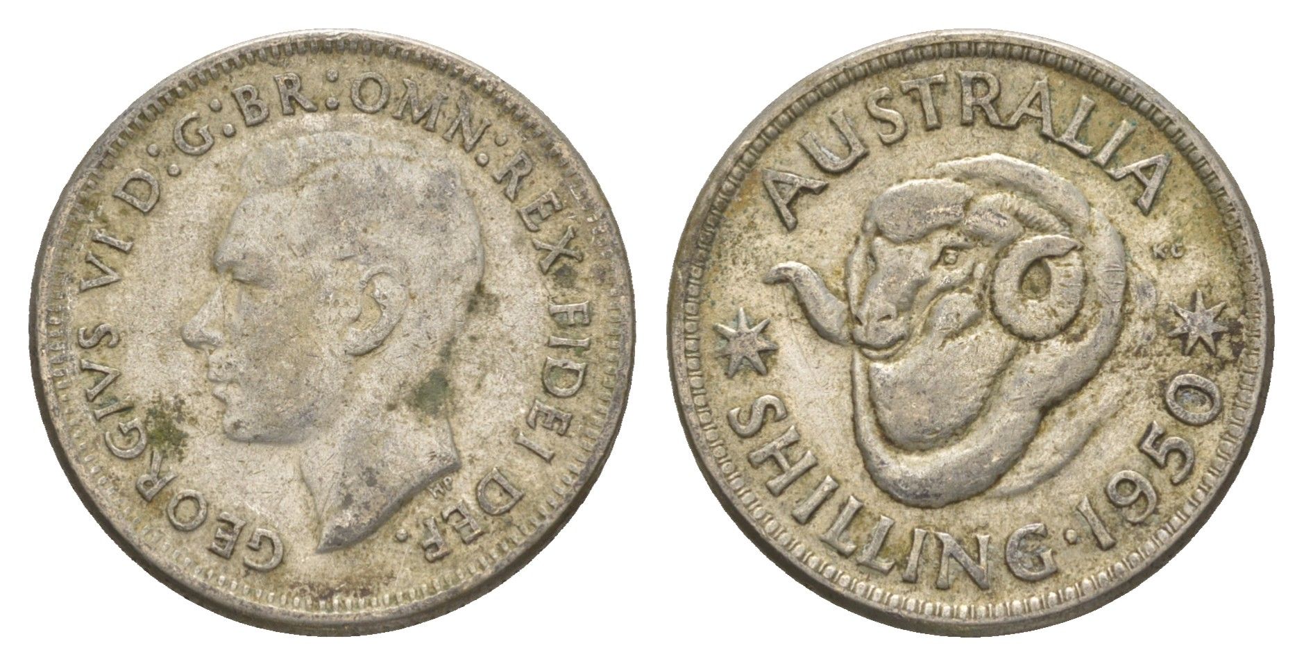 Австралия 1 шиллинг 1950 Георг VI (1936-1952), овца меринос KM 46 серебро 4652-145