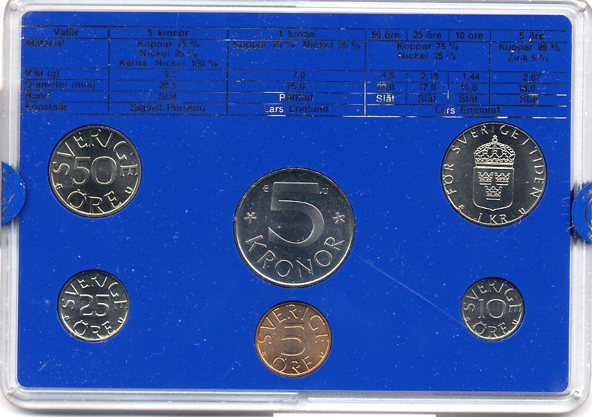 Швеция набор монетного двора из 6 монет 1984 в пластике, Карл XVI Густав (1973- ) KM MS31 UNC 5-4-2-47