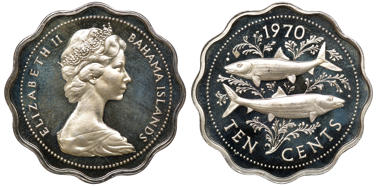 Багамские острова 10 центов 1970 KM 4 медно-никель 00-00