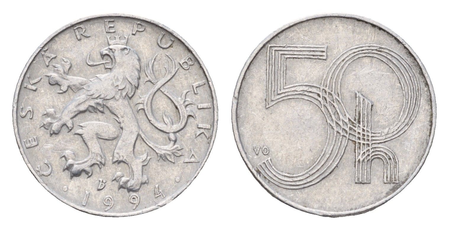 Чехия 50 геллеров 1994 KM 3 алюминий 192-561