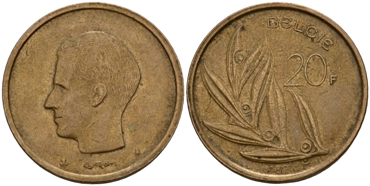 Бельгия 20 франков 1982 Belgie, Бодуэн I (1951-1993) KM 160 никель бронза 4601-351