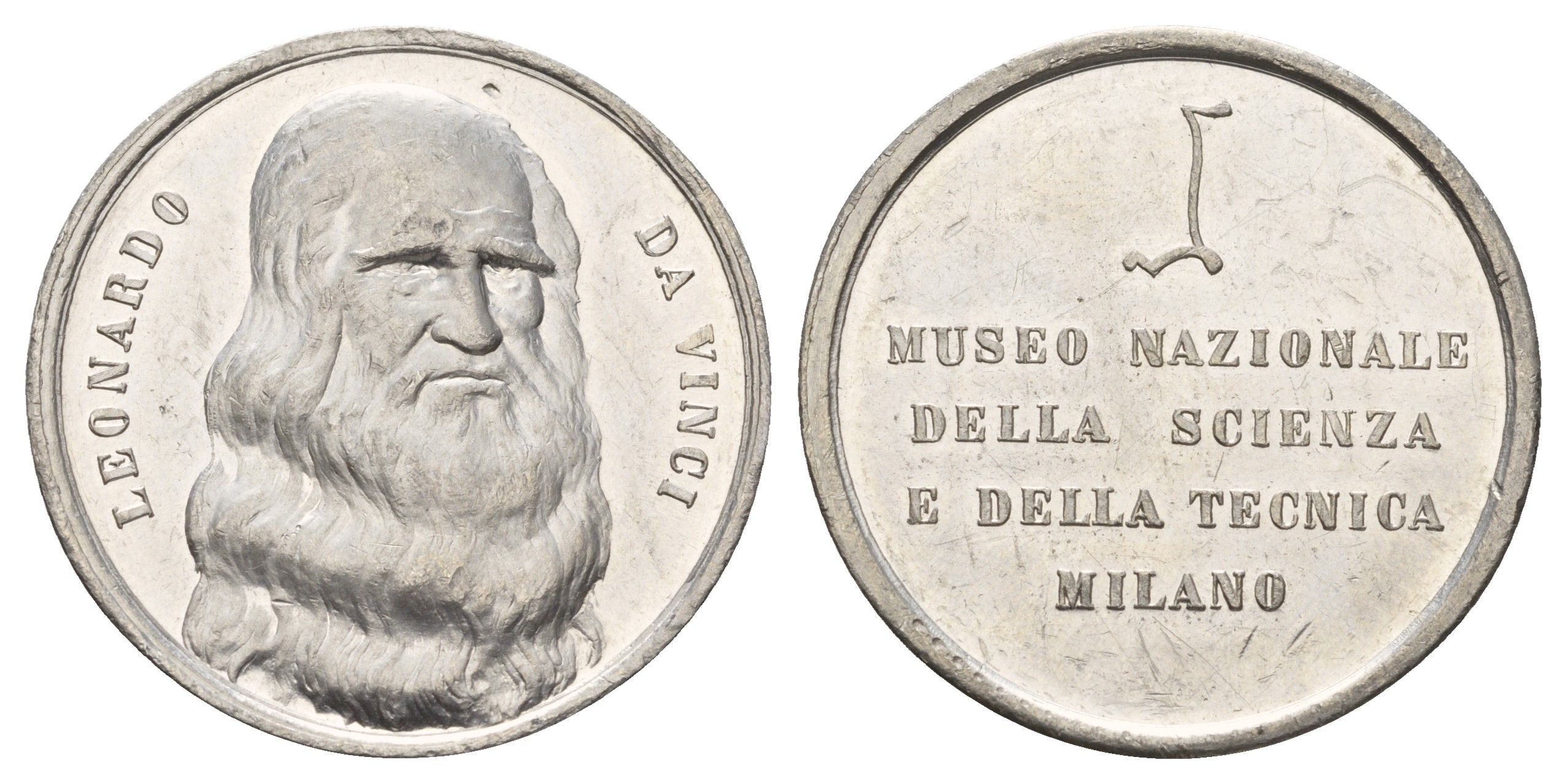 Италия медаль в честь открытия Музея Леонардо да Винчи 1955 диаметр 32 мм, вес 12,1 гр медно-никель 5010-1443