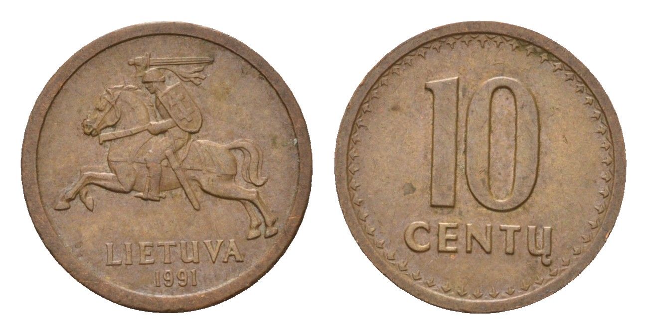 Литва 10 центов 1991 год-тип KM 88 бронза 4173-762