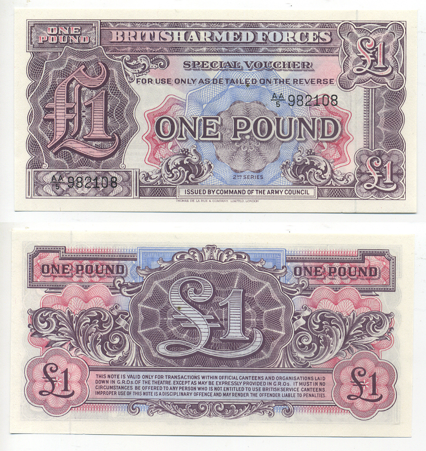 АНГЛИЯ 1 ФУНТ 1948 ДЛЯ ВООРУЖЕННЫХ СИЛ Pick M22 бумага 7183-11-4