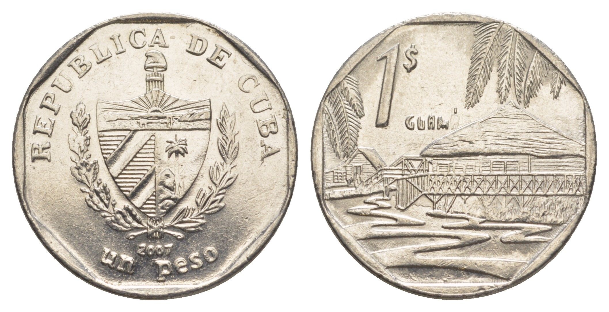 Куба 1 песо 2007 KM 579.2 сталь плакированная никелем UNC 4637-1125