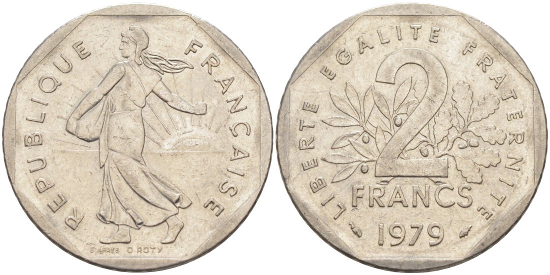 Франция 2 франка 1979 KM 942.1 никель 63-253