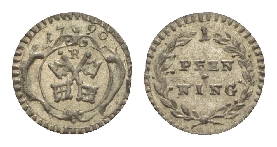 Регенсбург 1 пфенниг 1790 KM 447 серебро UNC 1529-731