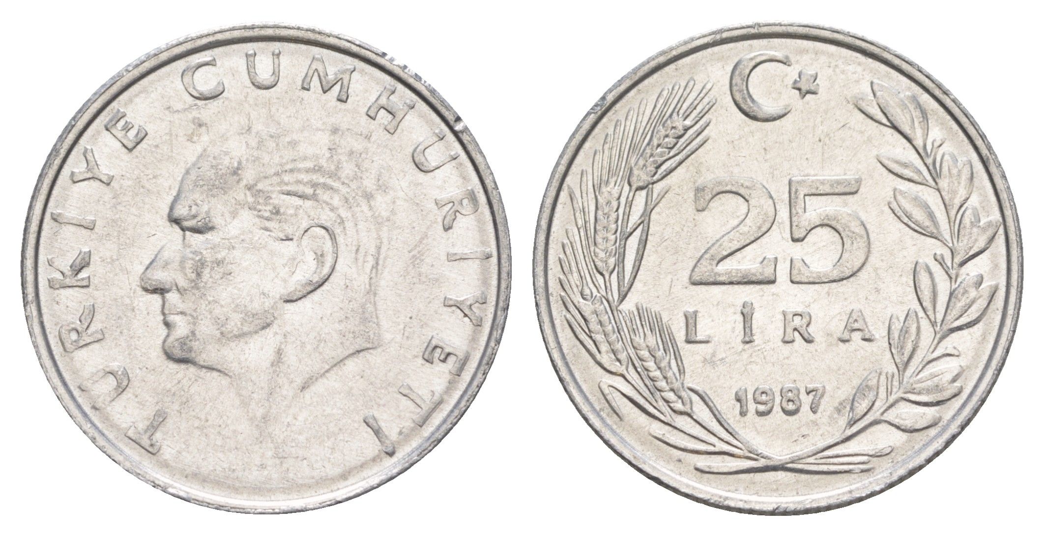 Турция 25 лир 1987 KM 975 алюминий UNC 4648-831