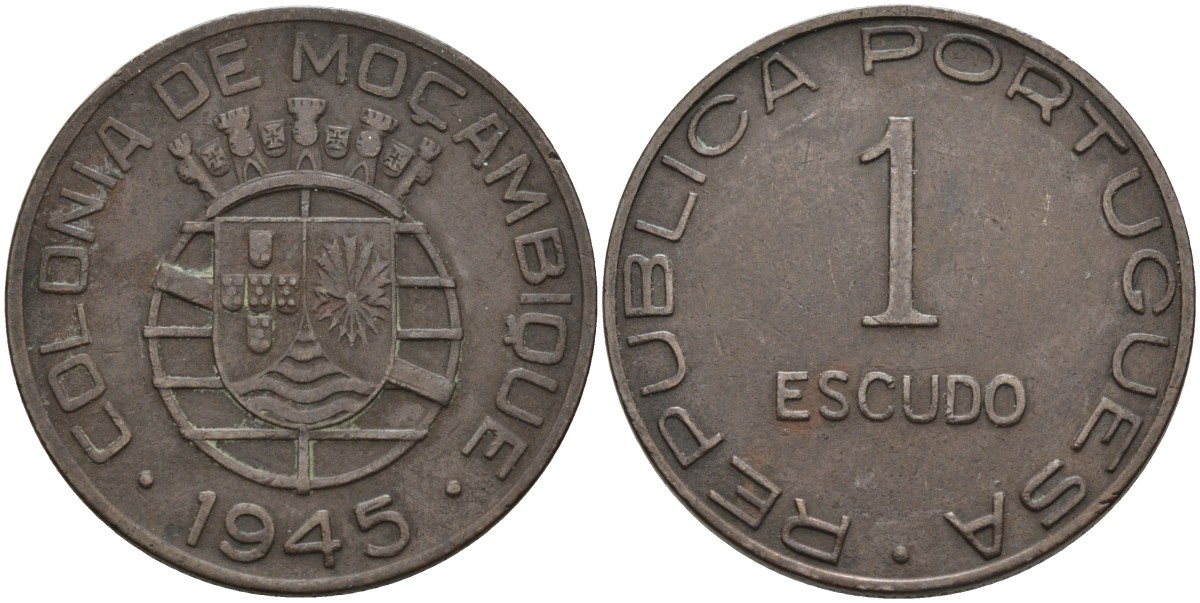 Португальский Мозамбик 1 эскудо 1945 KM 74 бронза 4586-957