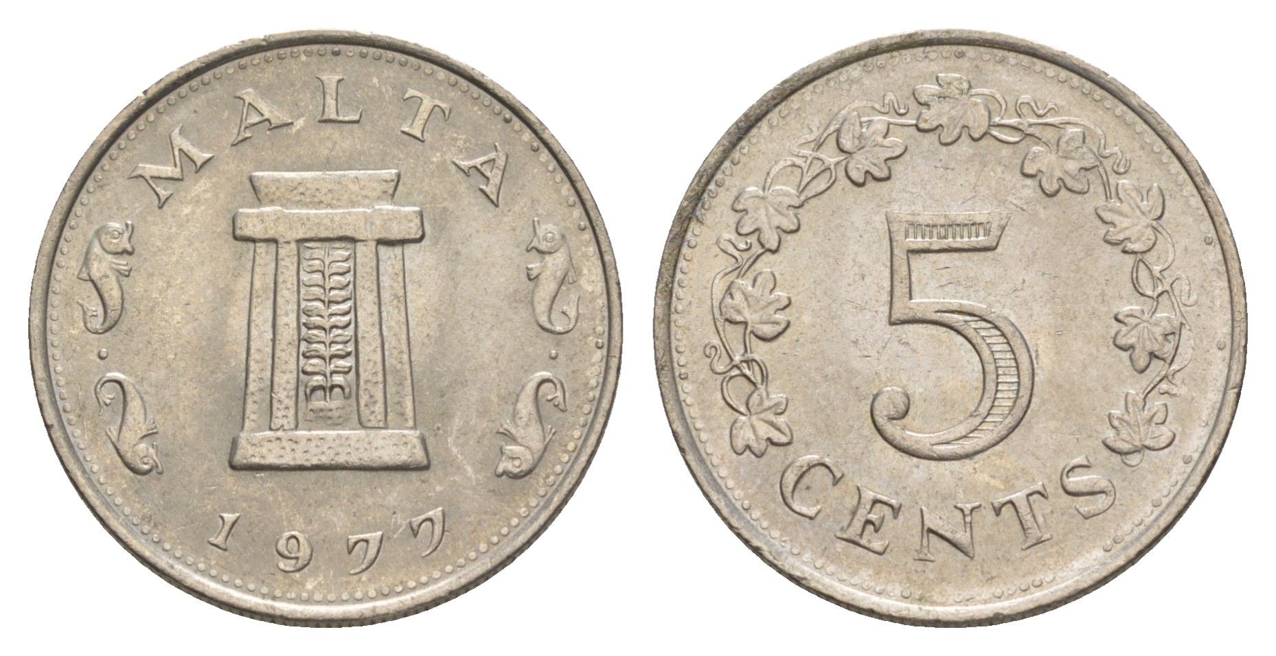 Мальта 5 центов 1977 Ритуальный алтарь в храме Хаджар-Ким KM 10 медно-никель UNC 4633-1154