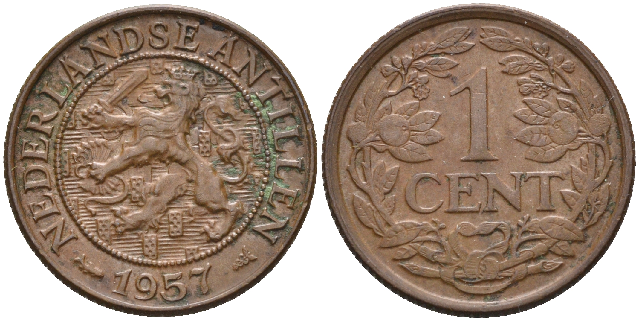 Нидерландские Антилы 1 цент 1957 Юлиана (1948-1980) KM 1 бронза 4169-252