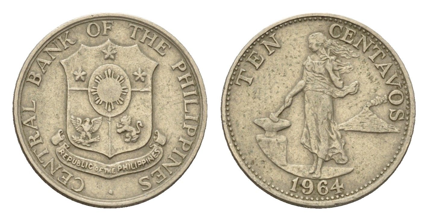 Филиппины 10 сентаво 1964 KM 188 медно-никель 4549-125