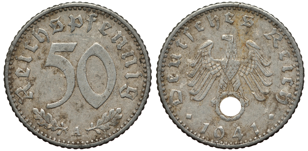 Германия 50 рейхспфеннигов 1941 A KM 96, J. 372 алюминий 413-822