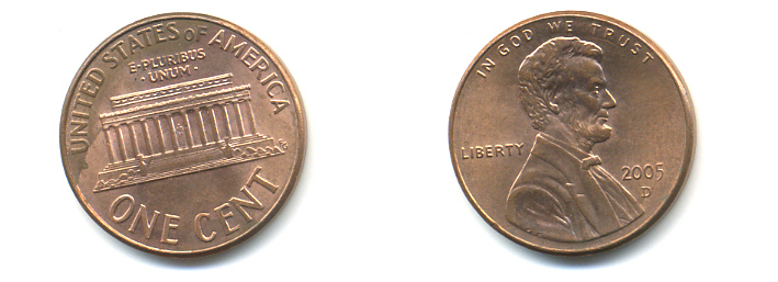 США 1 ЦЕНТ 2005 D ЛИНКОЛЬН KM 201b цинк плакированный медью UNC 179-558