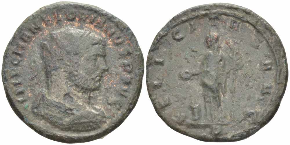 Римская Империя аврелианиан 276 Флориан FELICITAS AVG Сисция Very fine RIC 61 бронза 1073-17-54