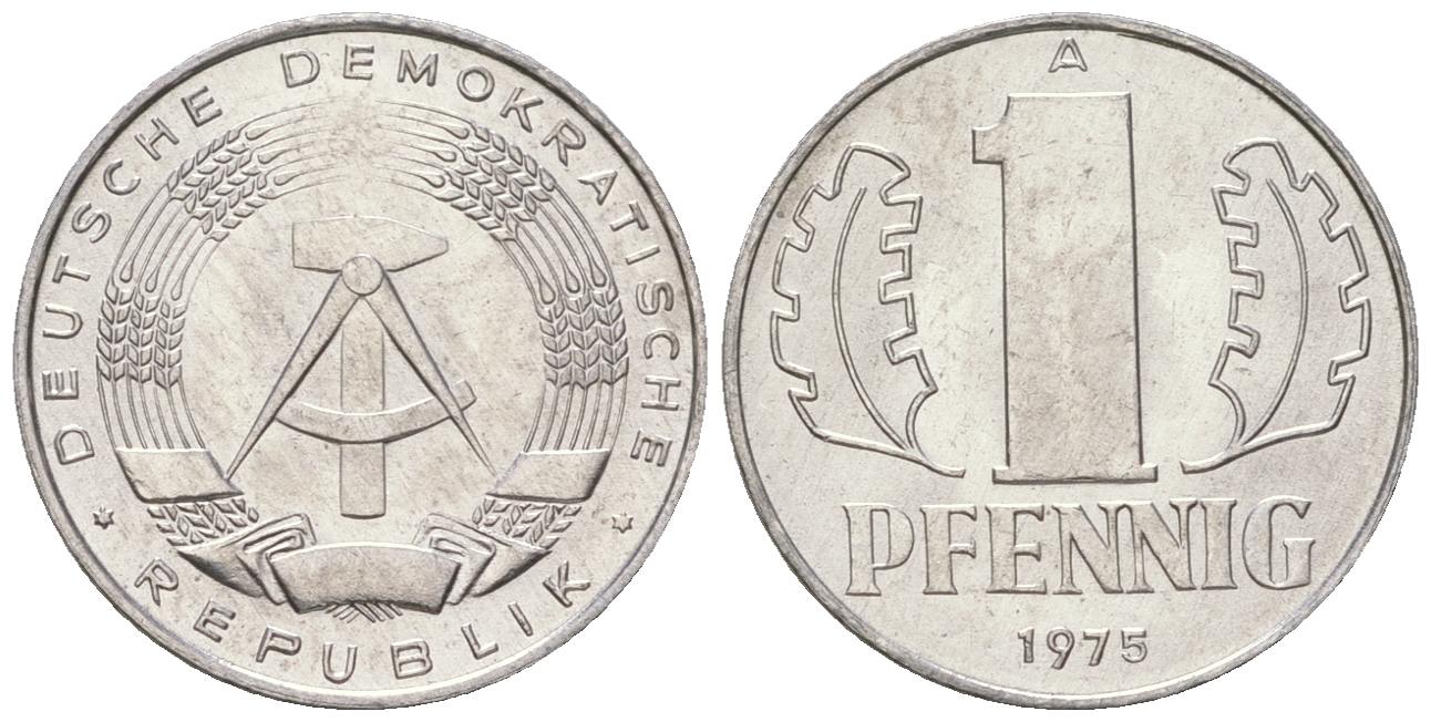 ГДР 1 пфенниг 1975 А KM 8.1 алюминий 4615-1257