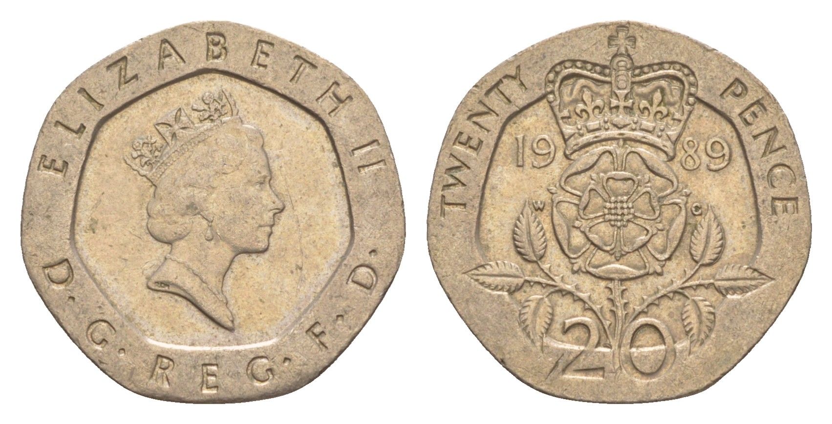 Великобритания 20 пенсов 1989 Елизавета II (1952-2022) KM 939, Spink 4361 (G2) медно-никель 4639-856