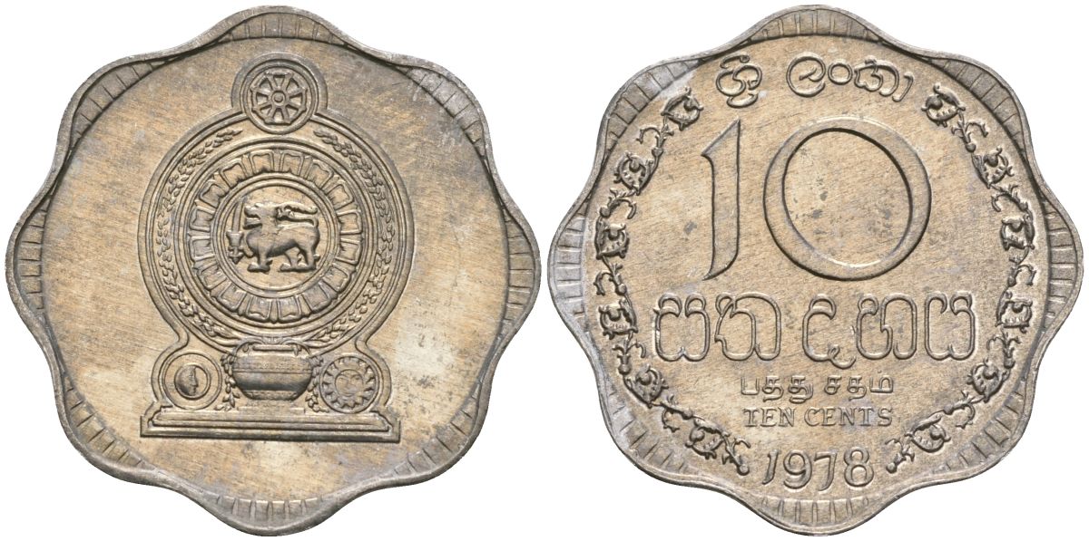 Шри-Ланка 10 центов 1978 KM 140a алюминий 4135-1227
