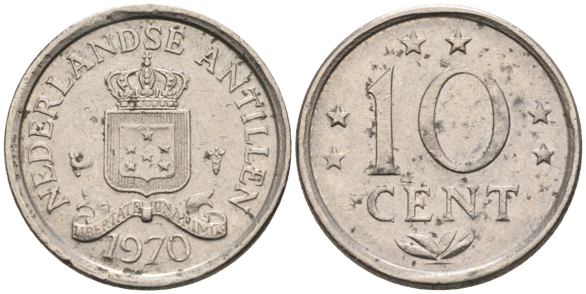 Нидерландские Антилы 10 центов 1970 Юлиана (1948-1980) KM 10 никель 4585-954