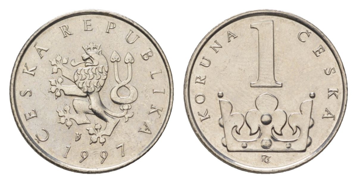 Чехия 1 крона 1997 KM 7 сталь плакированная никелем 4623-767