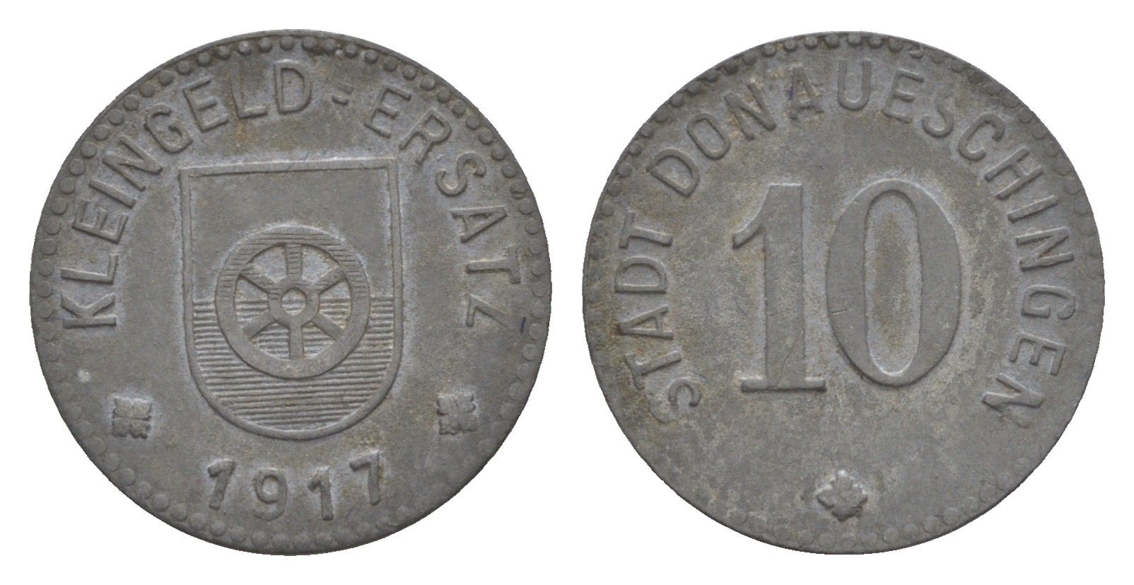 Донауэшинген 10 пфеннигов 1917 Funck 101.1, Men05 5322.1, Men18 6665.1 цинк 4636-711