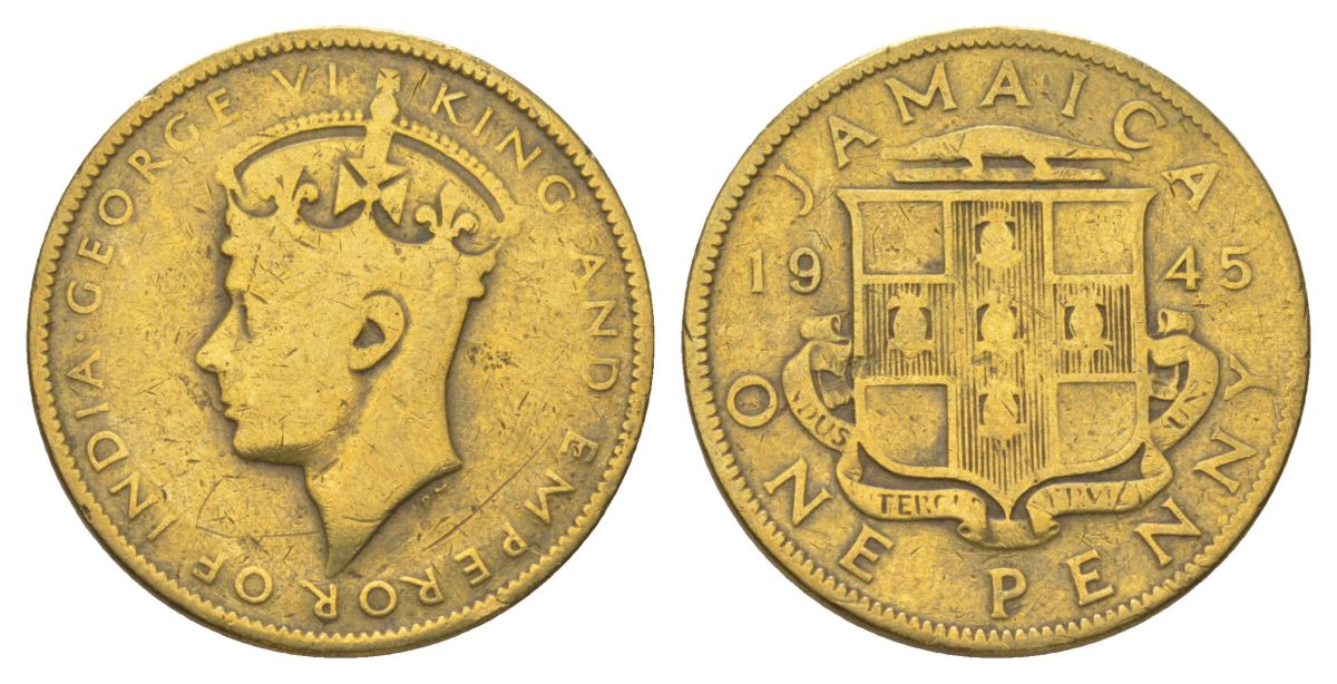 Ямайка 1 пенни 1945 KM 32 никель латунь 4628-527