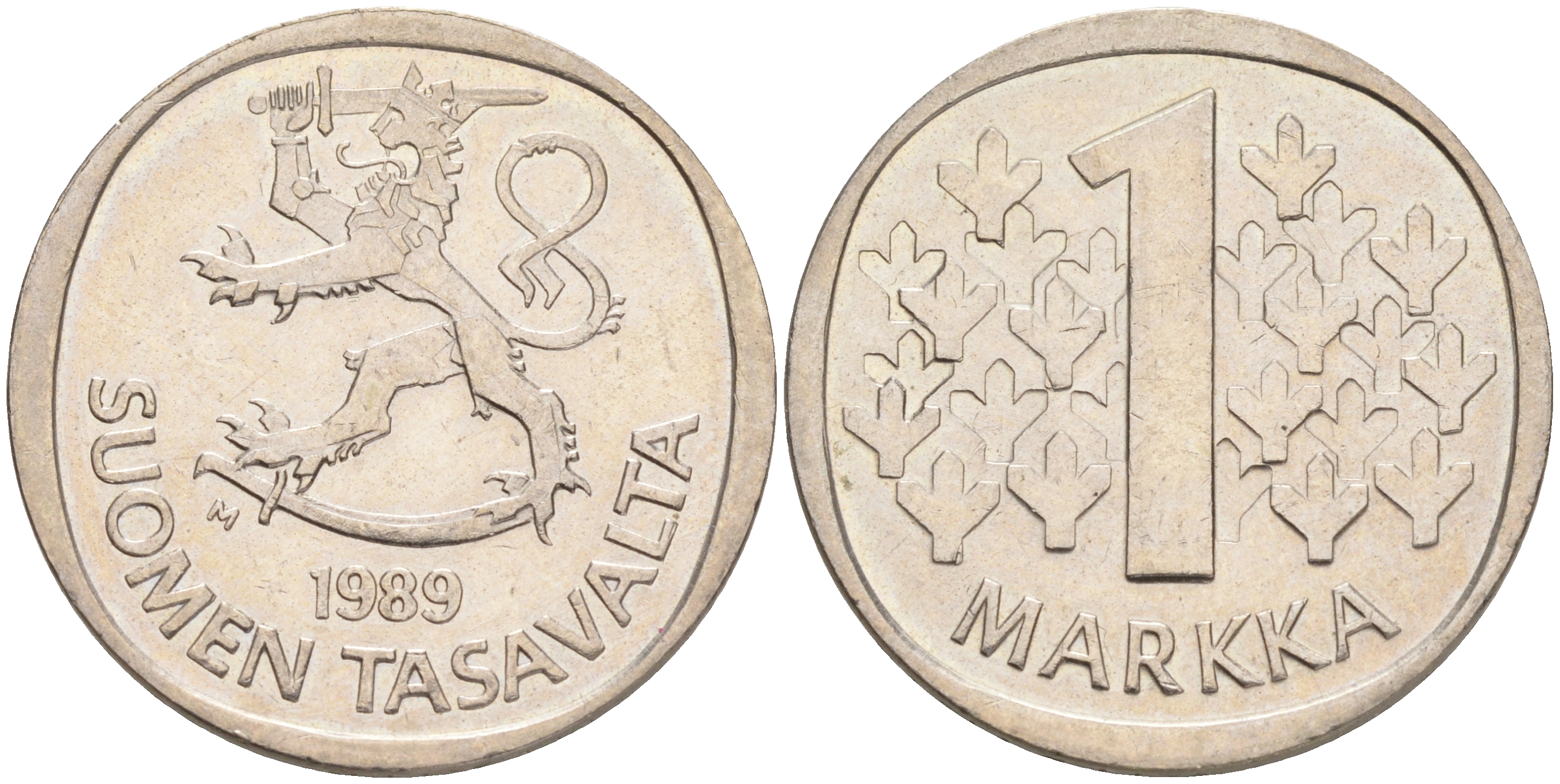 ФИНЛЯНДИЯ 1 МАРКА 1989 M KM 49а медно-никель 4556-757