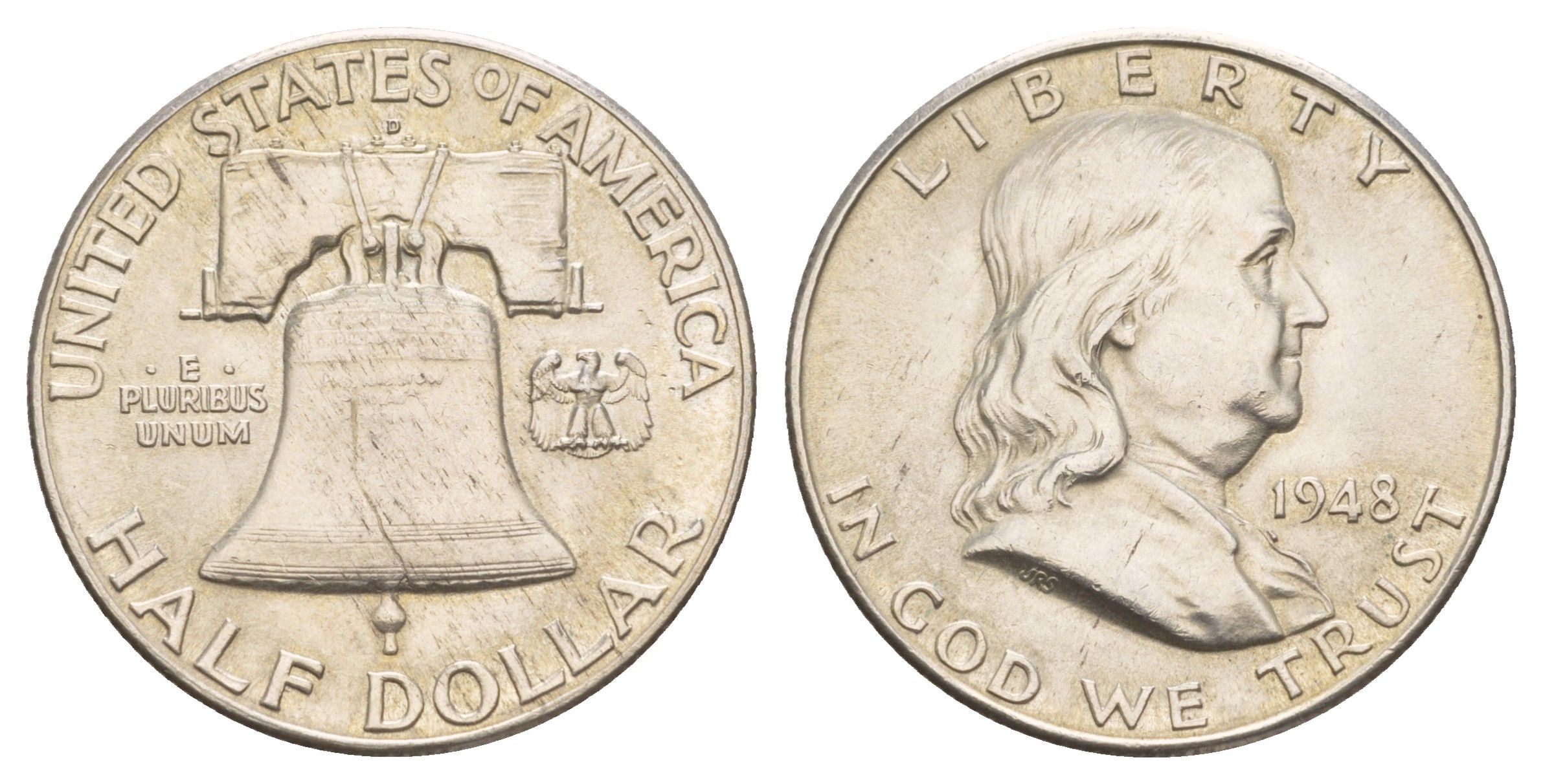 США 1/2 доллара (50 центов) 1948 D KM 199 серебро 272-644