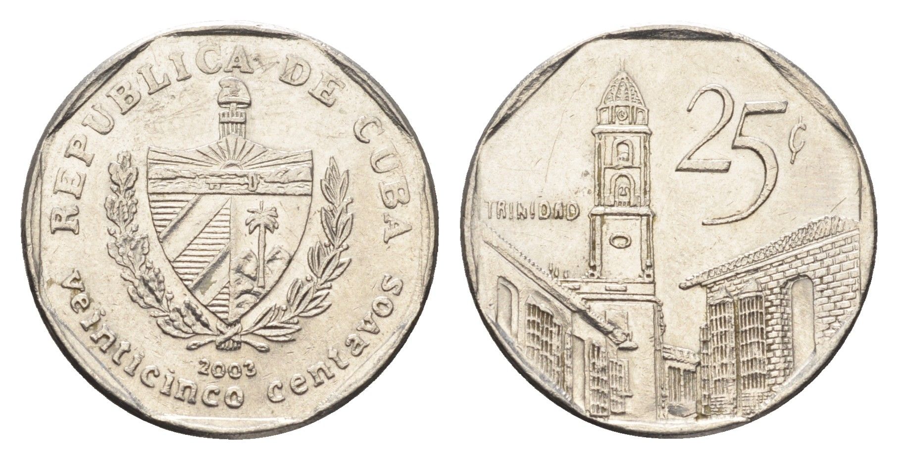 Куба 25 сентаво 2003 площадь в Тринидаде KM 577 сталь плакированная никелем aUNC 4663-851