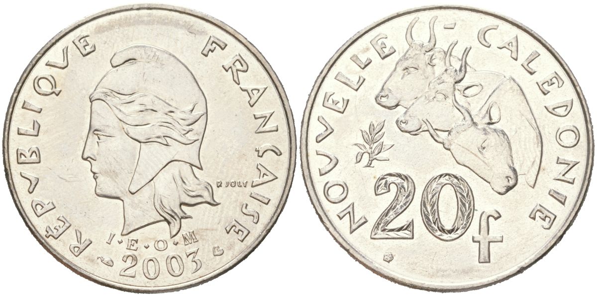 Новая Каледония 20 франков 2003 KM 12 никель UNC 4132-527