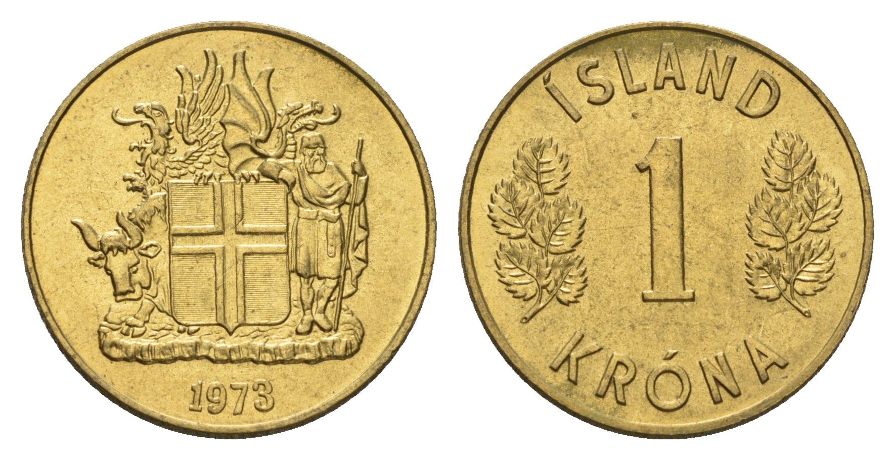 Исландия 1 крона 1973 KM 12a никель латунь UNC 4691-511