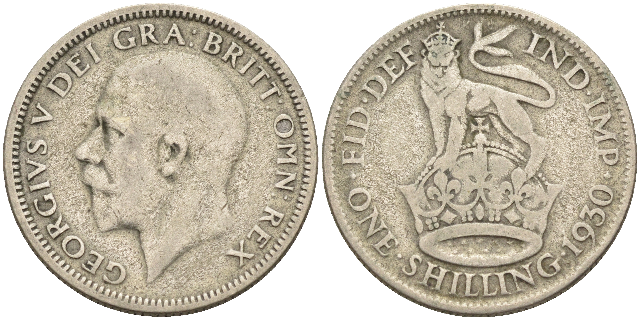 Великобритания 1 шиллинг 1930 Георг V (1910-1936) KM 833, Spink 4039 серебро 4595-912