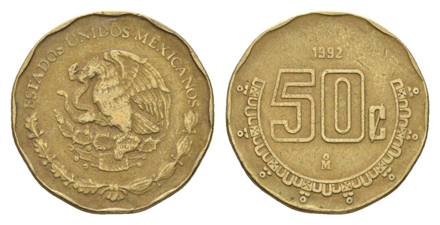 Мексика 50 сентаво 1992 KM 549 алюминиевая бронза 4664-759