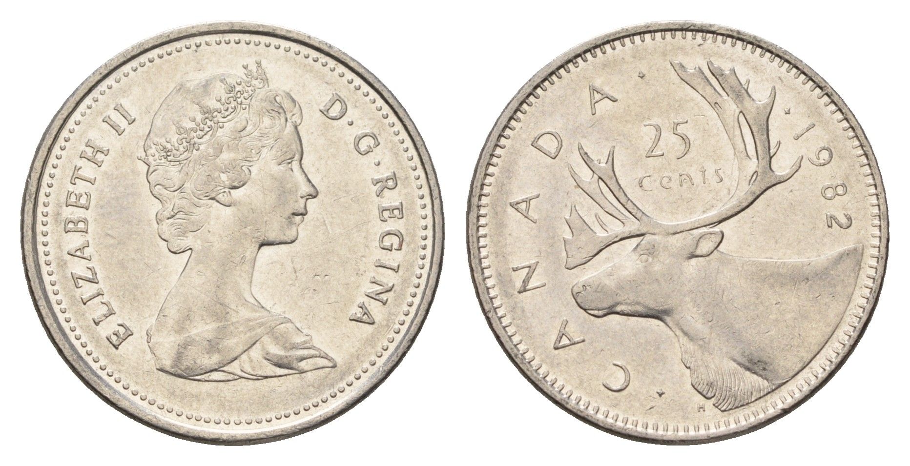 Канада 25 центов 1982 Елизавета II (1952-2022), олень KM 74 никель 4688-515