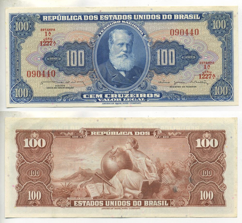 БРАЗИЛИЯ 100 КРУЗЕЙРО 1964 ПОДПИСЬ 13 Pick 170b бумага 7552-42-1