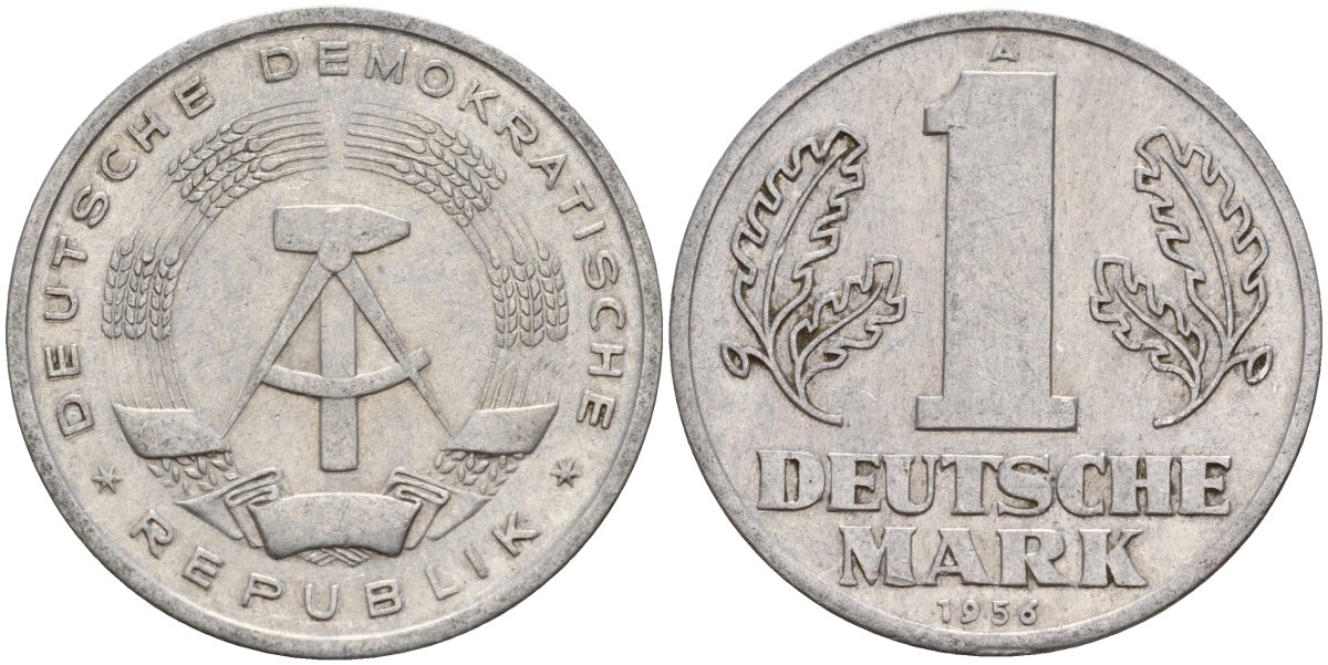 ГДР 1 марка 1956 A KM 13 алюминий 117-1233