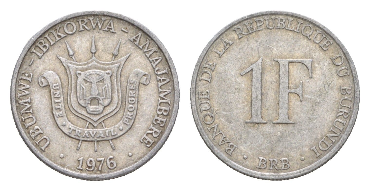 Бурунди 1 франк 1976 KM 19 алюминий 4649-424