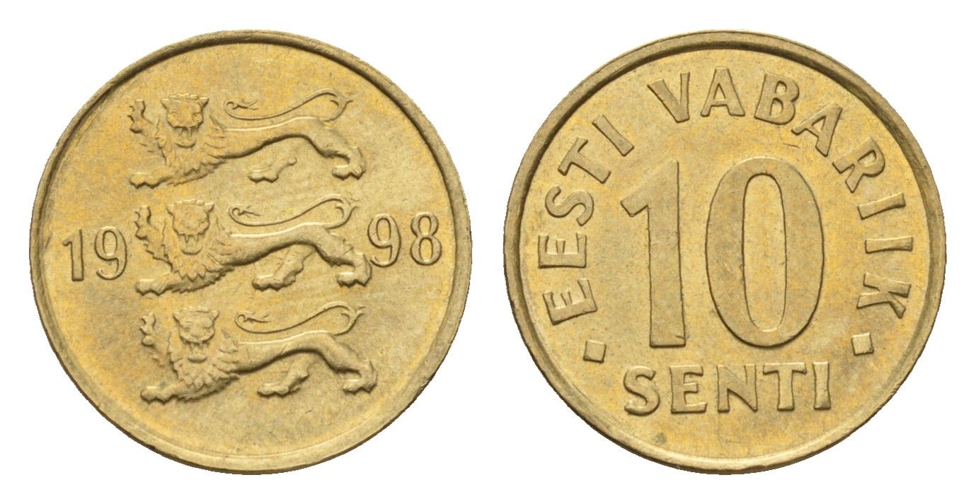 Эстония 10 сентов 1998 KM 22 латунь UNC 4689-641