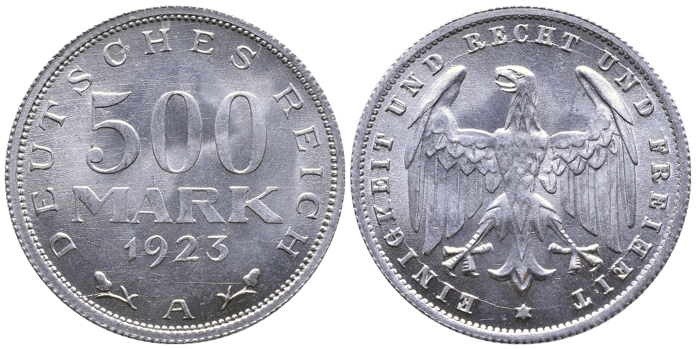 ГЕРМАНИЯ 500 МАРОК 1923 А KM 36, J. 305 алюминий 4380-642
