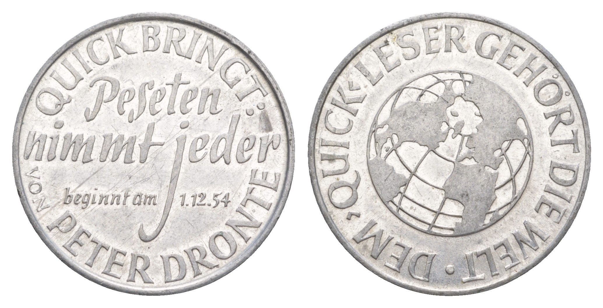 Германия торговоый жетон "быстрое получение Песеты" 1954 алюминий 4638-223