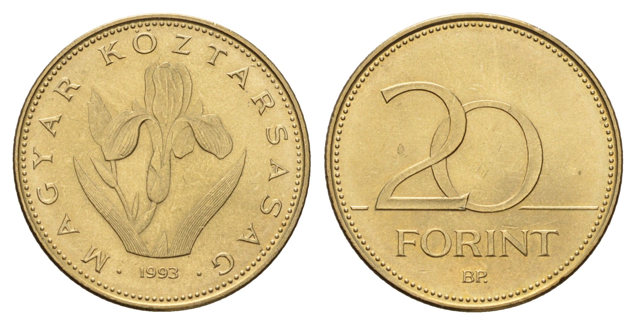 Венгрия 20 форинтов 1993 KM 696 никель латунь UNC 4678-1037