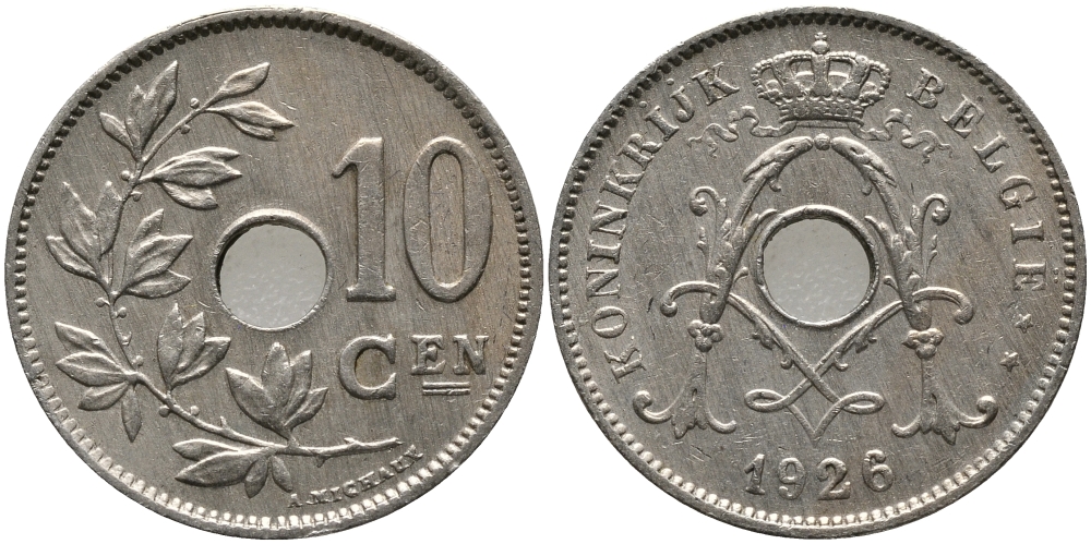 БЕЛЬГИЯ 10 САНТИМОВ 1926 BELGIE KM 86 медно-никель 4179-1053