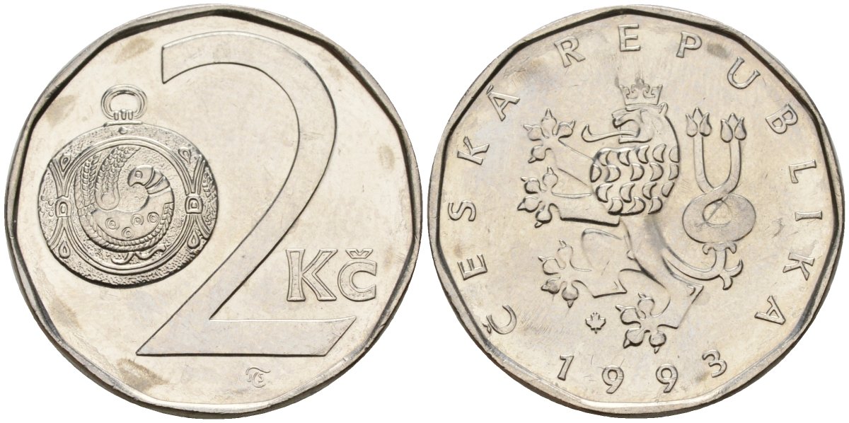 Словакия 2 кроны 1993 KM 9 сталь плакированная никелем 4152-914