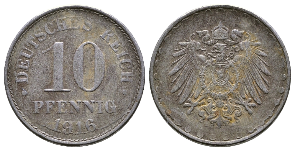 ГЕРМАНИЯ 10 ПФЕННИГОВ 1916 A, KM 20, J. 298 железо 60-1233