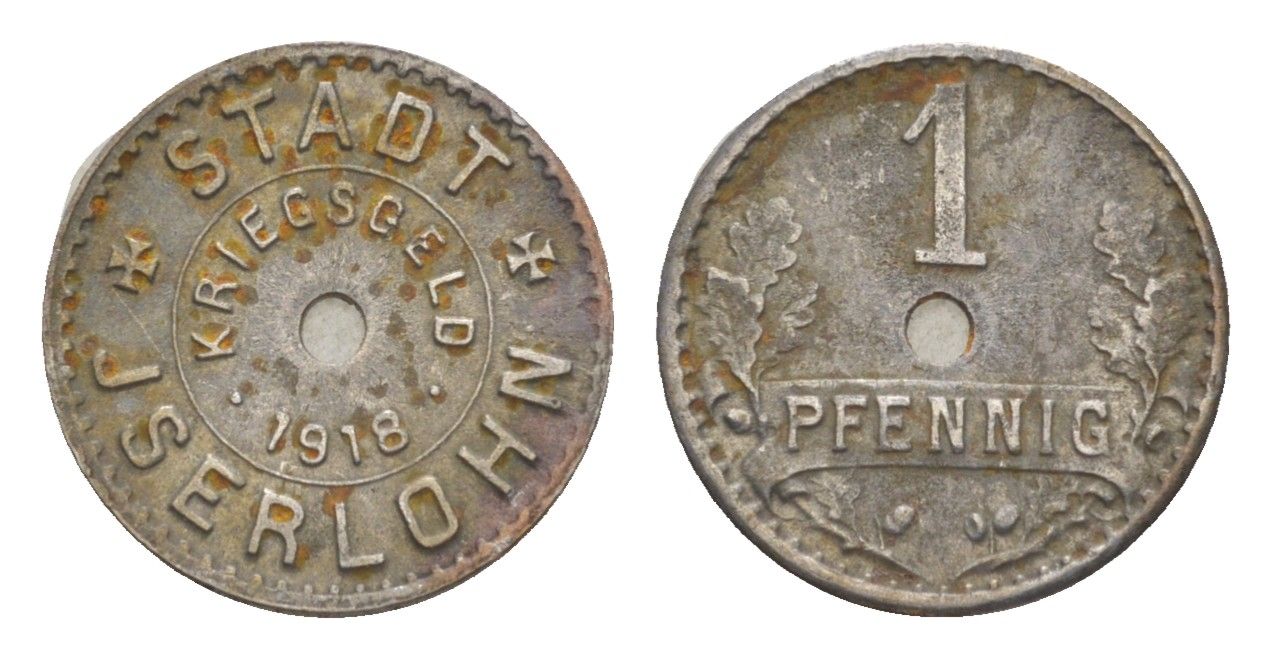 Изерлон 1 пфенниг 1918 Funck 228.6A, Men18 15462.10 железо 4580-243