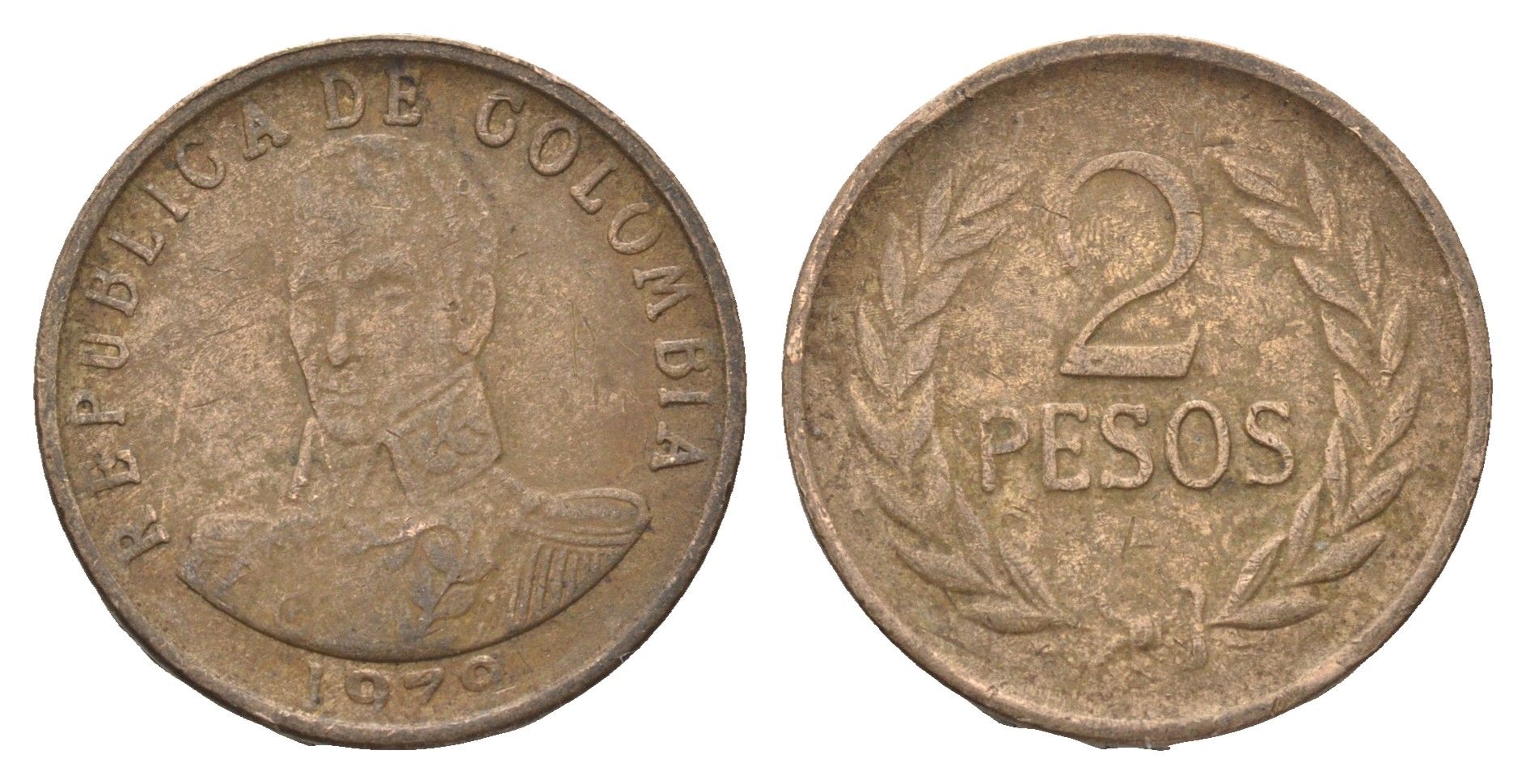 Колумбия 2 песо 1979 KM 263 бронза 4663-441