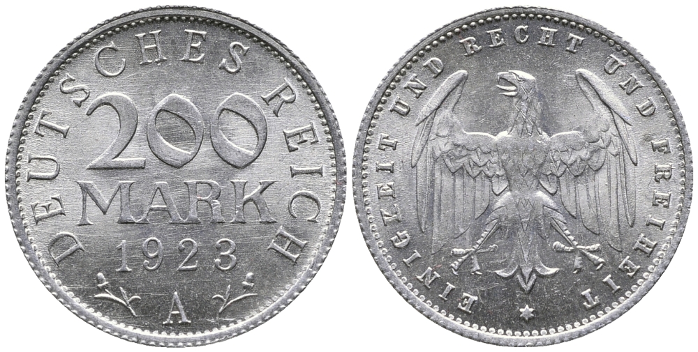 ГЕРМАНИЯ 200 МАРОК 1923 А KM 35, J. 304 алюминий 24-821