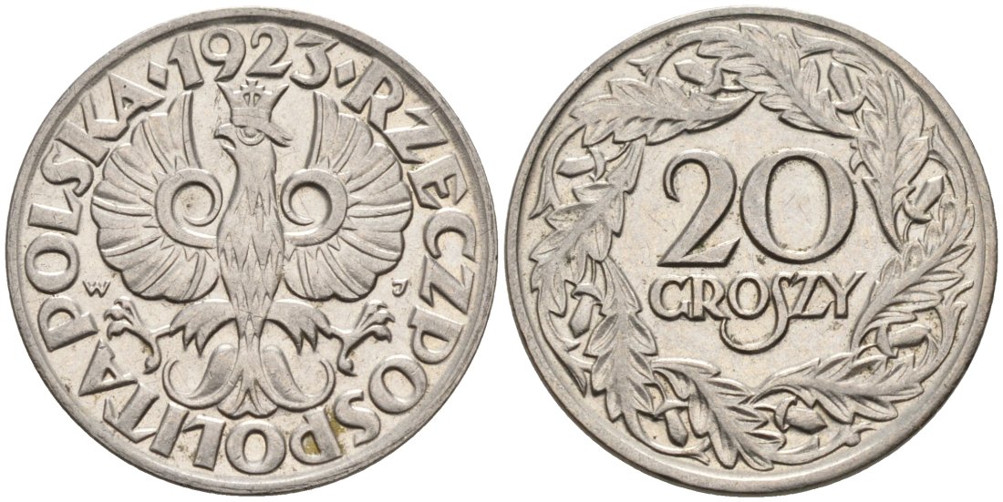 Польша 20 грошей 1923 w KM 12 никель 4564-1056
